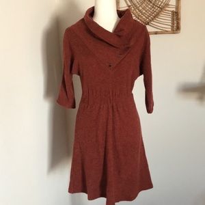THML brick red snapped cowl sweater dress
